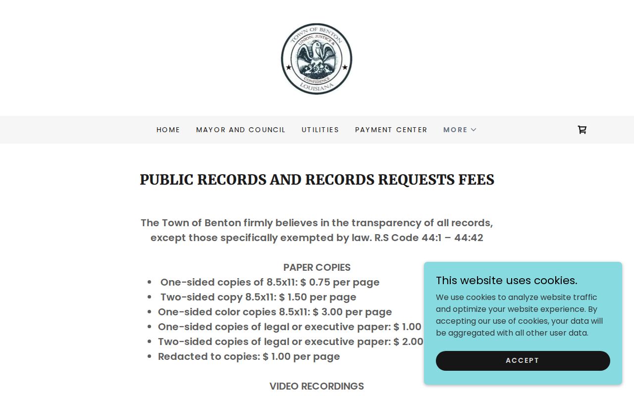 Benton public arrest records request fees page